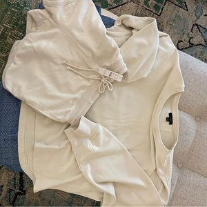 J Crew set, sweatshirt and shorts, new, ivory (TOP IS XL, SHORTS ARE L)